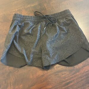 Black workout shorts with drawstring